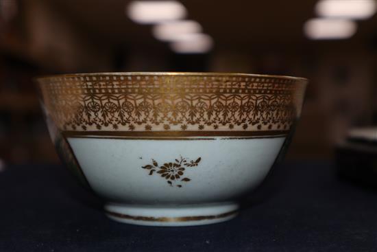 An 18th century Chinese tea bowl and saucer, Empire decoration